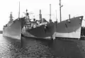 USS Newport News, USS Springfield (CG-7) and USS Northampton (CC-1) await disposal at Philadelphia Naval Shipyard in October 1978.