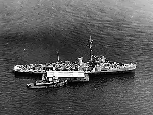 USS Solar (DE-221) in New York harbor, 22 July 1944