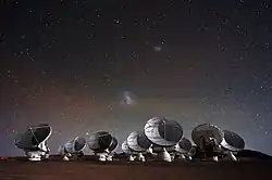 Image 26ALMA is the world's most powerful telescope for studying the Universe at submillimeter and millimeter wavelengths.  (from Observational astronomy)