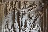 Trivikrama panel in the Varaha Mandapam, Pallava period, 7th century, Mahabalipuram