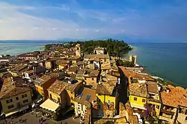 View of Sirmione historical center from the castle