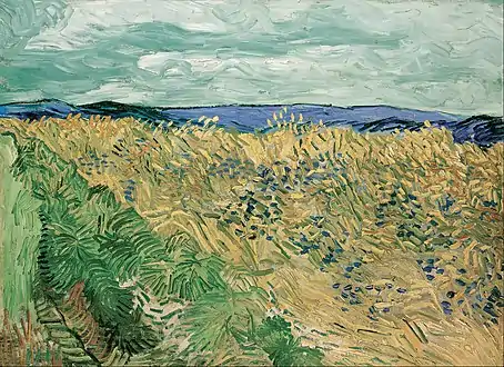 Wheat Field with Cornflowers, July 1890, Oil on canvas, 60 x 81 cm, Beyeler Foundation, Riehen, Switzerland (F808)