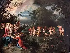 Virgin and child in a landscape