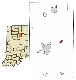 Location of Lagro in Wabash County, Indiana.