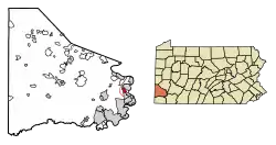 Location of Charleroi in Washington County, Pennsylvania.