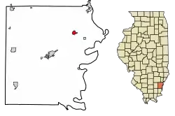 Location of Crossville in White County, Illinois.