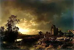 The Evening Mood in Campagna 1850.  Hessisches Landesmuseum Darmstadt, Darmstadt, Germany.