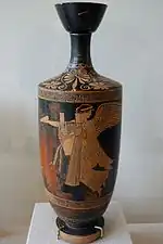 Nike with bowl and kithara, red-figured lekythos, 460 BC, Blanton Museum of Art.