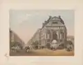 The fountain in the early 1860s, with red marble motifs on the attic