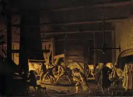In the Anchor-Forge at Söderfors. The Smiths Hard at Work (Nationalmuseum)