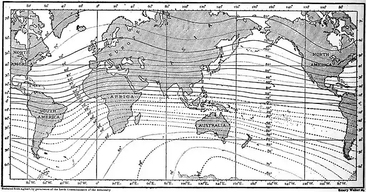 EB1911 - Magnetism, Terrestrial - Fig. 4.—Isomagnetics, lines of equal vertical force.jpg