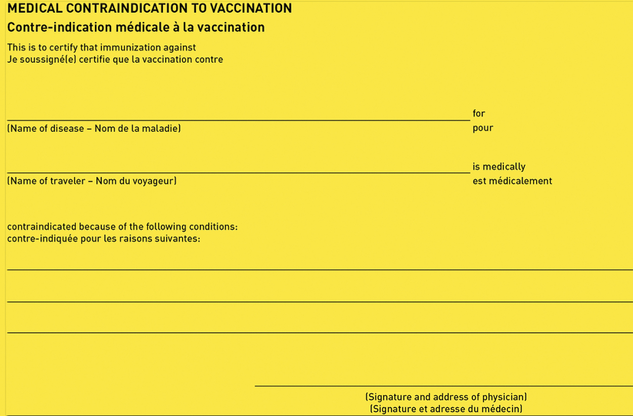 ICVP medical contraindications section